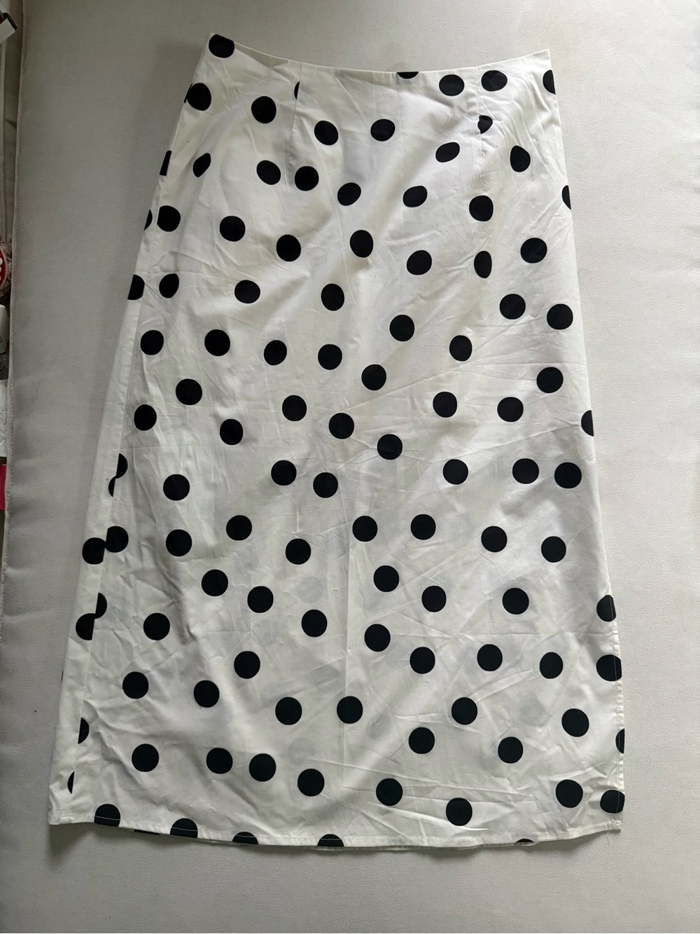 Loft Polka Dot Midi Skirt - White with Black Dots